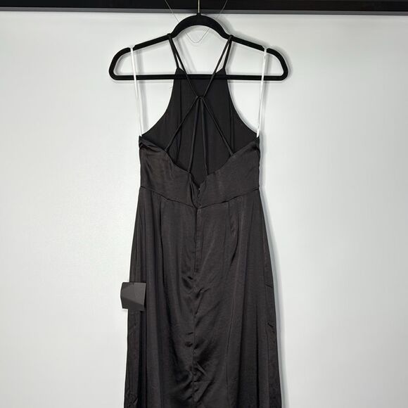 NWT Lulus Make it Elegant Black Satin Strappy Maxi Dress Size Small - Picture 9 of 13